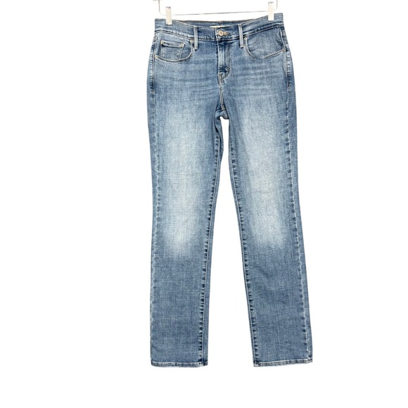 Levis Jeans Womens 4 Blue 505 Straight Leg Medium Wash Denim Cotton Stretch - Picture 1 of 14